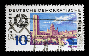Stamp printed in GDR shows View of Potsdam, circa 1969