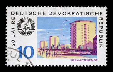Stamp printed in GDR shows View of Eisenhuttenstadt, circa 1969