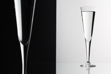 Glasses of water on the glass desk