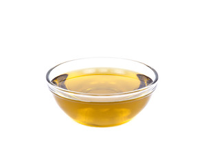 Extra virgin oil in bowl separated on white background