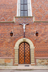 entrance in catholic church of St. Bartholomew