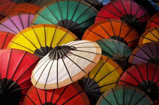 Beautiful paper umbrellas in laos