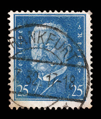 Stamp printed in the German Reich shows Paul von Hindenburg (1847-1934), 2nd President of the German Reich, circa 1928.
