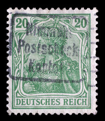 Stamp printed in Germany shows Germania (Allegory, Personification of Germany), without inscription, series Germanania, circa 1900