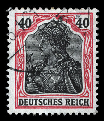 Stamp printed in Germany shows Germania (Allegory, Personification of Germany), without inscription, series Germanania, circa 1900