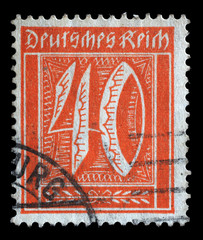 Stamp printed in Germany shows numeric value, circa 1921.