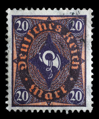 Stamp printed in Germany shows a post horn, circa 1922.