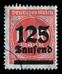 Stamp printed in Germany shows numeric value, circa 1923.