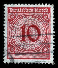 Stamp printed in Germany shows 10 marks, circa 1924