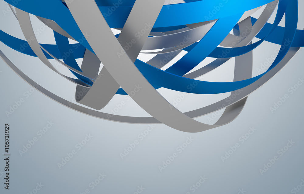 Poster abstract 3d rendering of sphere with rings in empty space. futuristic shape. surreal background.
