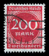 Stamp printed in Germany shows numeric value, circa 1923.