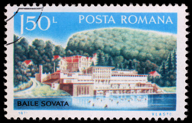 Stamp printed by Romania, shows Romanian river resort in Sovata, circa 1971