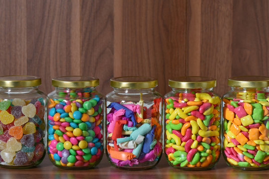 Sugary Candy In A Glass Jar