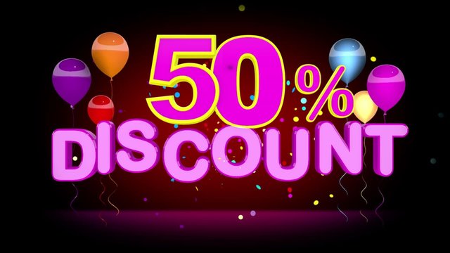 Colorful 50 Percent Discount Advertising, seamless looping