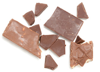 slice of chocolate on a white background