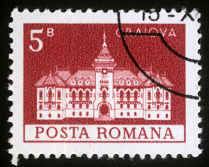 Stamp printed in Romania shows City Hall, Craiova, circa 1973