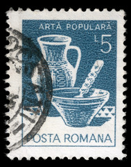 Stamp printed in Romania shows Folk Art, Plate jug, Varna, circa 1982.