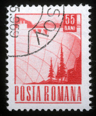 Stamp printed in Romania shows hydroelectric dam, circa 1969