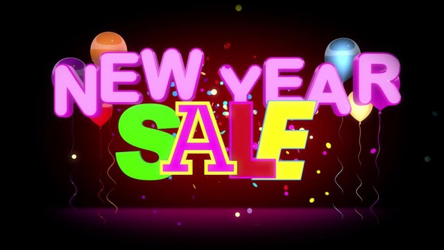 New Year Sale Animation Campaign on dark background, seamless looping