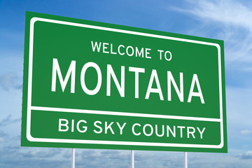 Welcome to Montana state road sign