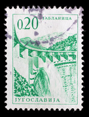 Stamp printed in Yugoslavia shows a Hydroelectric works, Jablanica, with the same inscription, from series "Industrial Progress" circa 1966