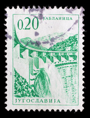 Stamp printed in Yugoslavia shows a Hydroelectric works, Jablanica, with the same inscription, from...
