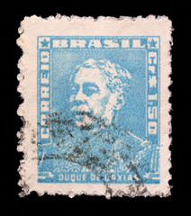 Stamp printed in Brazil, shows portrait of Duke of Caxias, with the same inscription, from the series Portraits, circa 1954