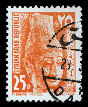Stamp printed in Syria shows Ugharit Princess, circa 1964.