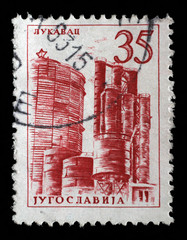 Stamp printed by Yugoslavia, shows Lukavac coke factory, series, circa 1958