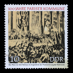 Stamp printed in GDR shows 100th Anniversary of the Parisian Commune