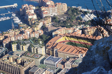 Aerial view of Fontvieille District in Monaco