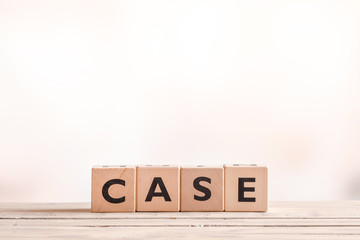 Case sign on wooden cubes