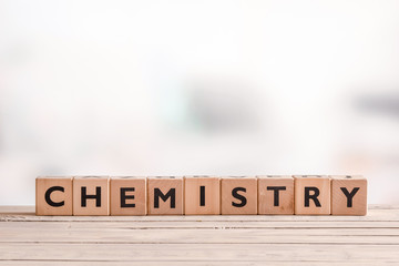 Chemistry sign made of wood