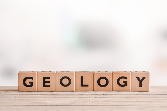 Geology sign on a school desk