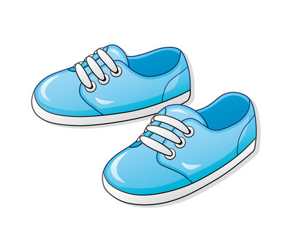 Blue sneakers.