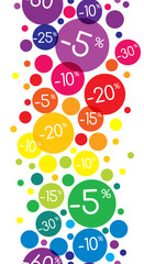 Seamless Pattern selling rainbow circles. Sale 