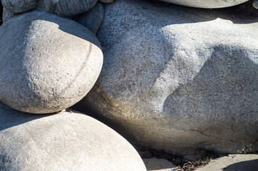 Large round boulders close-up