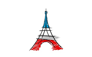 Tour Eiffel aux couleurs bleu blanc rouge
