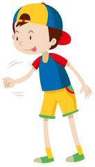 Boy playing scissors paper rock