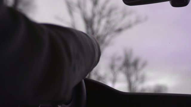 View from behind of the car driver