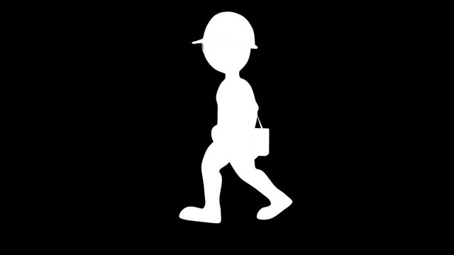 The Engineer. 3D  character with a case. People series . With an alpha matte.
