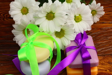 gift in the form of soaps with flowers
