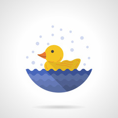 Yellow rubber duck flat color vector icon