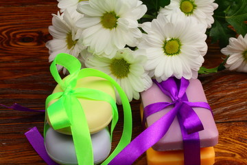 gift in the form of soaps with flowers