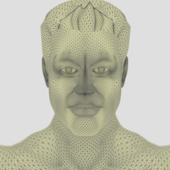 Wireframe human body. Future technology interface 3D scan sci-fi.