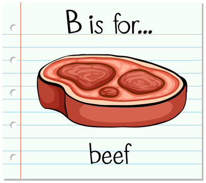Flashcard alphabet B is for beef