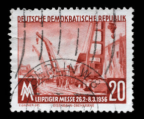 Stamp printed in GDR shows Leipzig Spring Fair, circa 1960