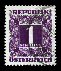 Obraz premium Stamp printed in Austria, shows the numbers, face value stamps, circa 1949