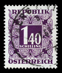 Stamp printed in Austria, shows the numbers, face value stamps, circa 1949