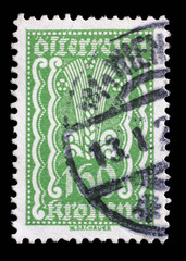 Obraz premium Stamp printed in Austria shows Symbols of Agriculture, circa 1922